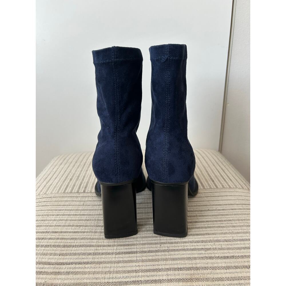 Torgeis New York Womens Katya Navy Suede sock ankle block heel boot - sz 7 - Picture 5 of 7